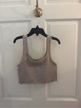 Aeropostale Grey Ribbed Scoop Crop Tank